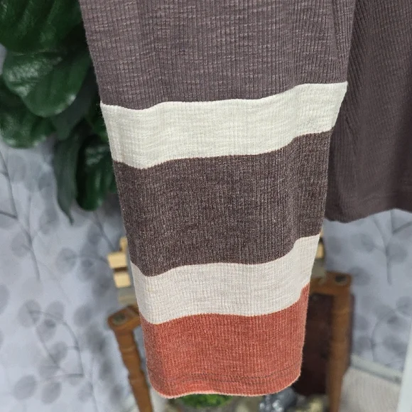 maurices Striped Colorblock Henley Top | Brown | 2X - Picture 6 of 9